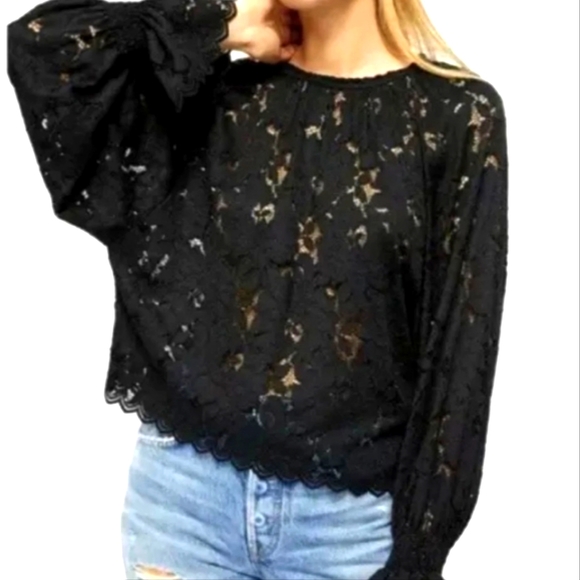Free People Tops - Free People Black Lace Blouse